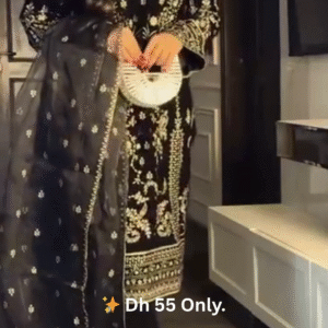 ✨ Royal Black & Gold Embroidered  Style Suit Set