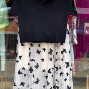 🖤 Stylish Girls' Party Dress - Butterfly Print