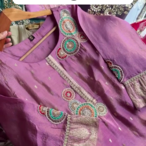 Royal Purple Silk Coord Set with Intricate Circular Embroidery