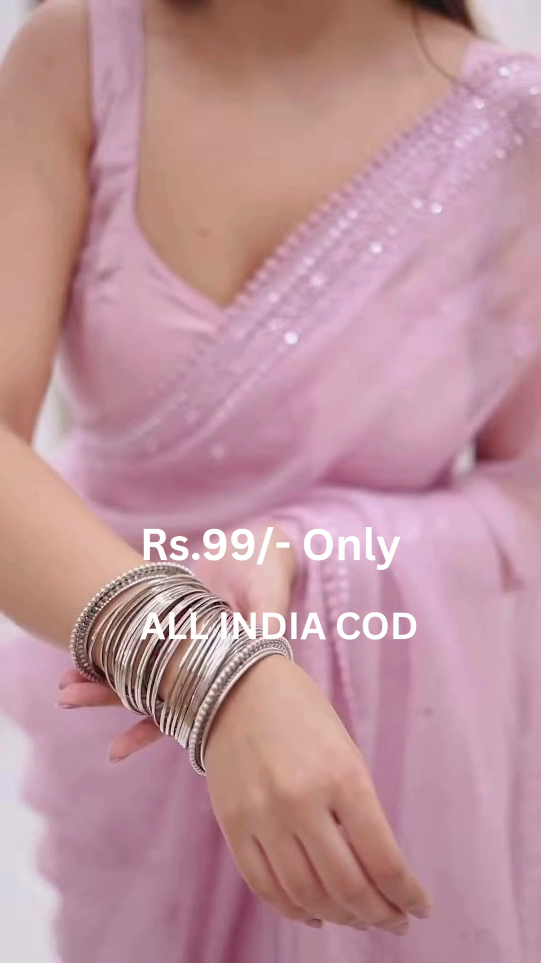 Blush Pink Saree with Delicate Embellished Border - Image 5
