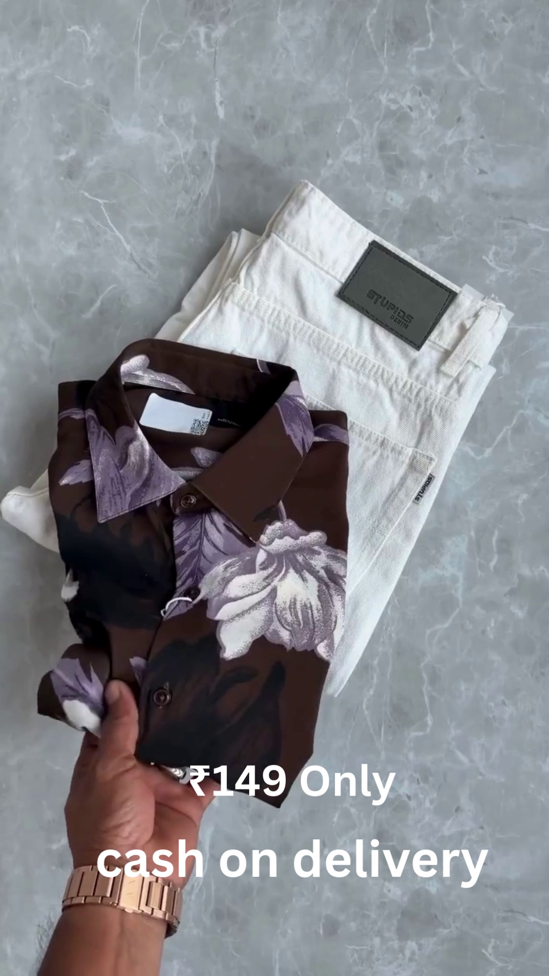 Men’s Floral Print Shirt with Denim – Trendy Combo at ₹149 | Cash on Delivery - Image 3