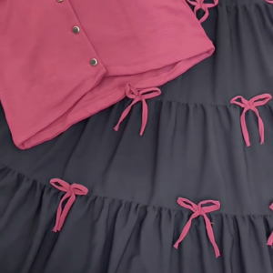 Playful Pink and Black Bow-Detail Co-Ord Set